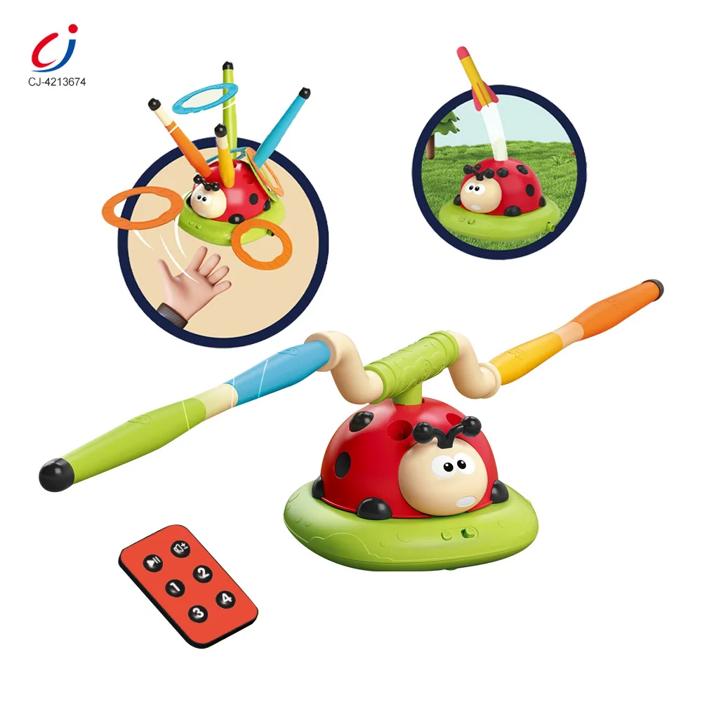 3 in 1 Educational Insect Jump Rope Rocket Launcher Ring Toss Game Remote Control Exercise Machine Outdoor Sport Toys