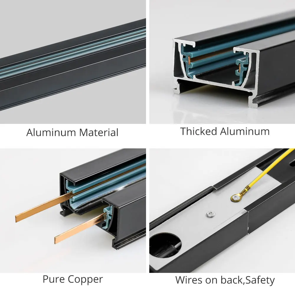 Горячая Распродажа, алюминиевый 2-проводной светодиодный Трековый светильник 1 м, 1,5 м, 2 м, рельсовый соединитель