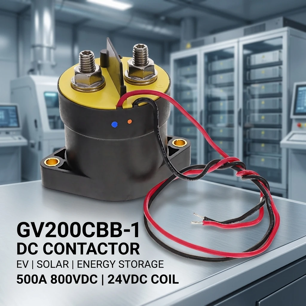 ตัวสัมผัสหลักแบบยึดกับโครงรถที่มีประสิทธิภาพ GV200CBB-1 สำหรับ Sensata-Gigavac กระแสไฟฟ้าสูงสุด 500A, แรงดันไฟฟ้าตรง 24VDC, แรงดันไฟฟ้าตรงสูงสุด 800VDC ขนาดกะทัดรัด กำลังไฟฟ้าสูง เหมาะสำหรับระบบจัดเก็บพลังงานแสงอาทิตย์