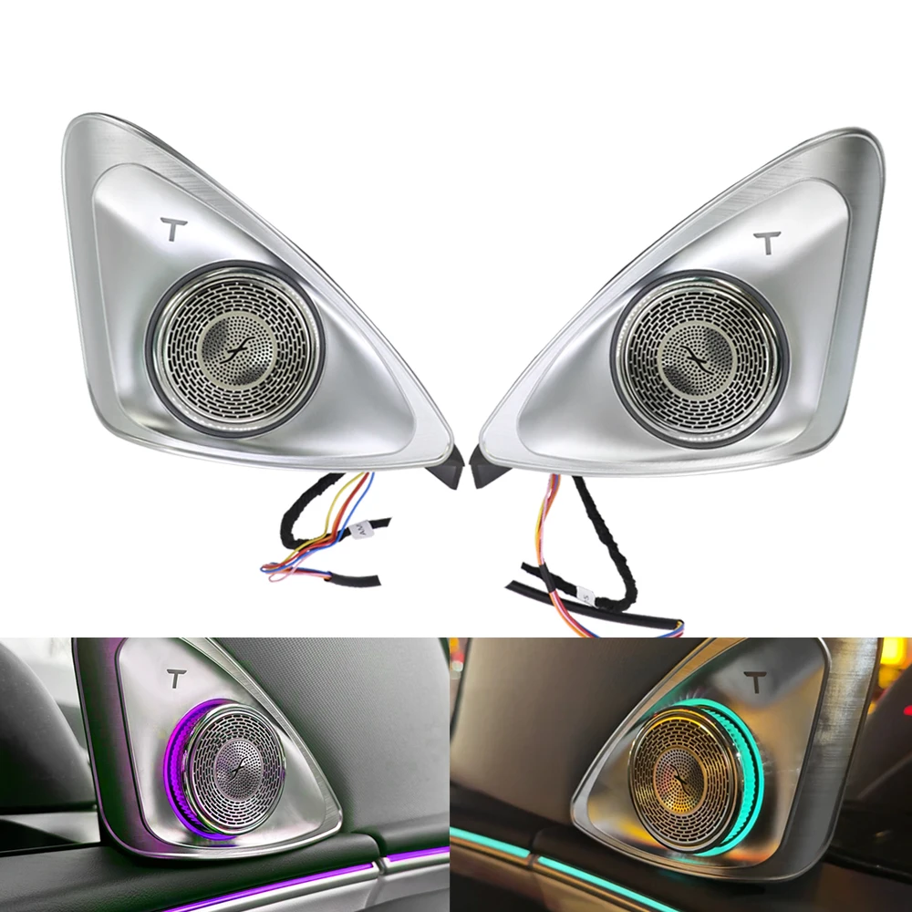 Car Speaker 3D Rotating Tweeter with Atmosphere Lights Audio Sound System RGB Lamp Modification Accessories for Tesla