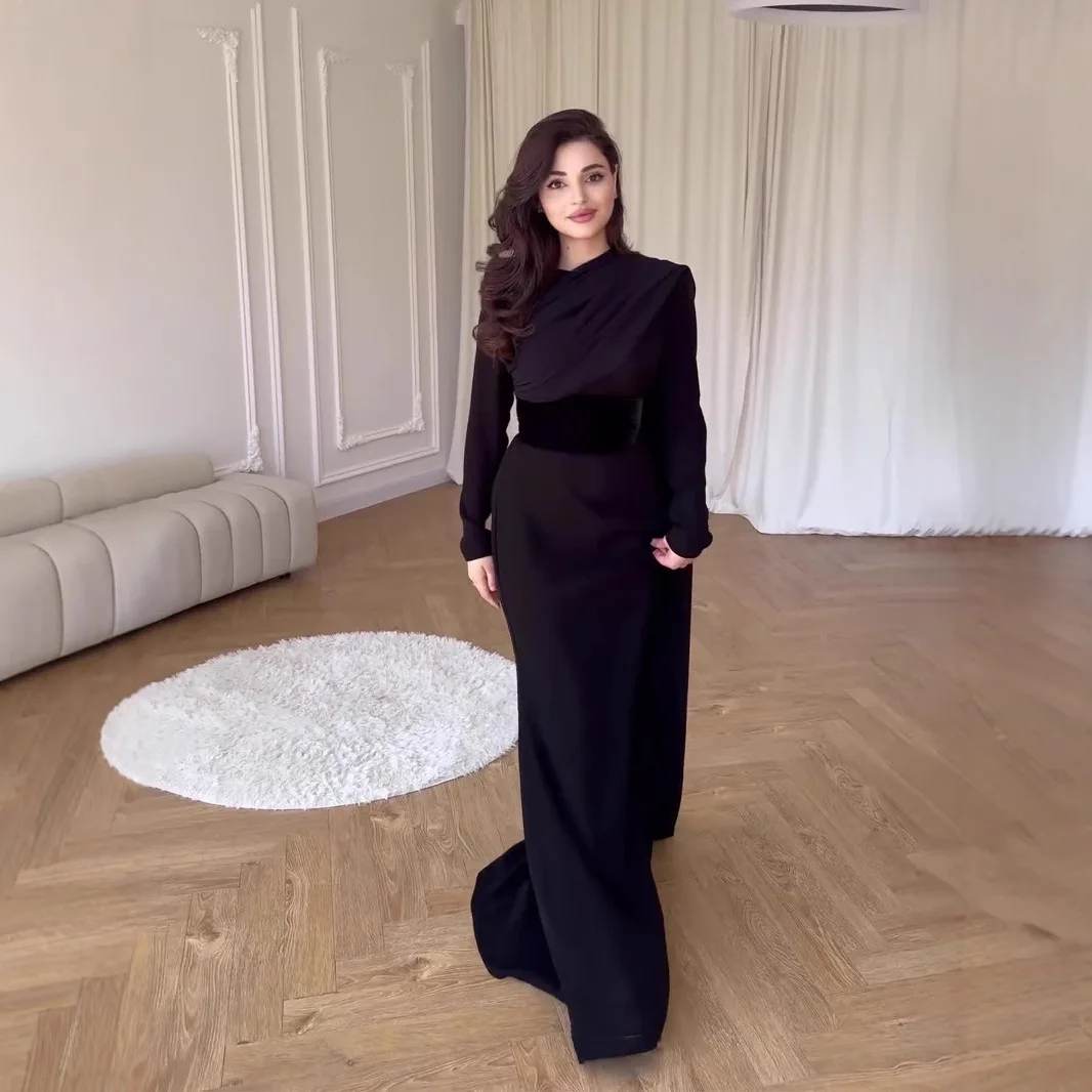 Autumn Stylish Temperament Long Sleeves Stitching Design Velvet Shawl Style  Dress