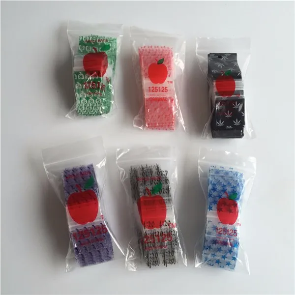 YURUI Eco Custom Mini Ziplock Baggies Design Mix Printed Jewelry Pouch Reclosable Plastic Small Zip Lock Bags with Apple Brand