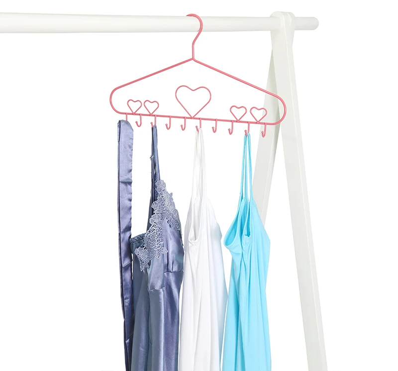 Anti-Slip PVC Coating Metal Multifunctional Clothes Hanger with 10 Hooks