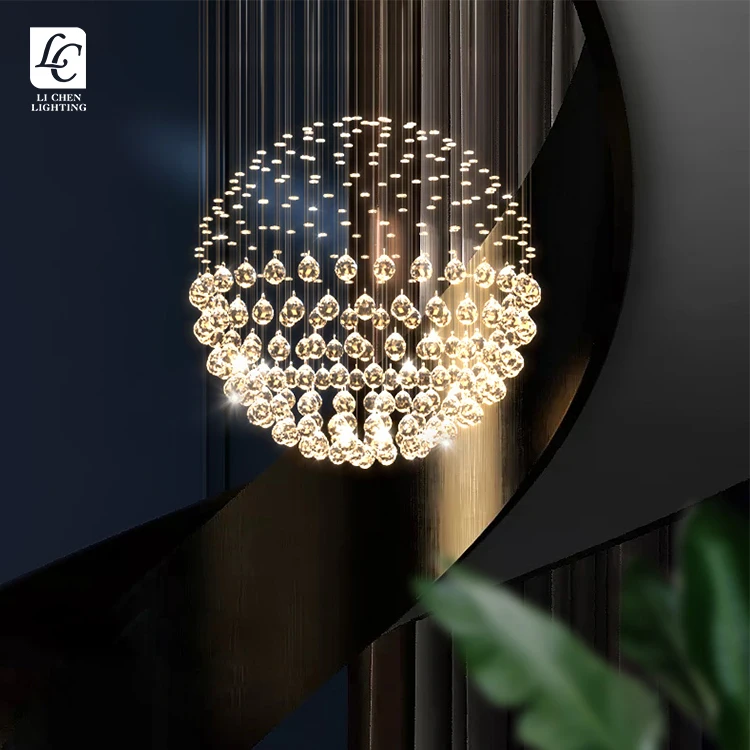 P0026 Luxury Style Indoor Decoration Hotel Villa Staircase LED Crystal Ceiling Chandelier   