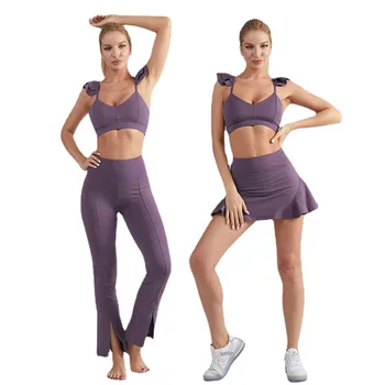 Yoga Bra and dress gym active sport golf two piece  girls tennis mini women skirts sets