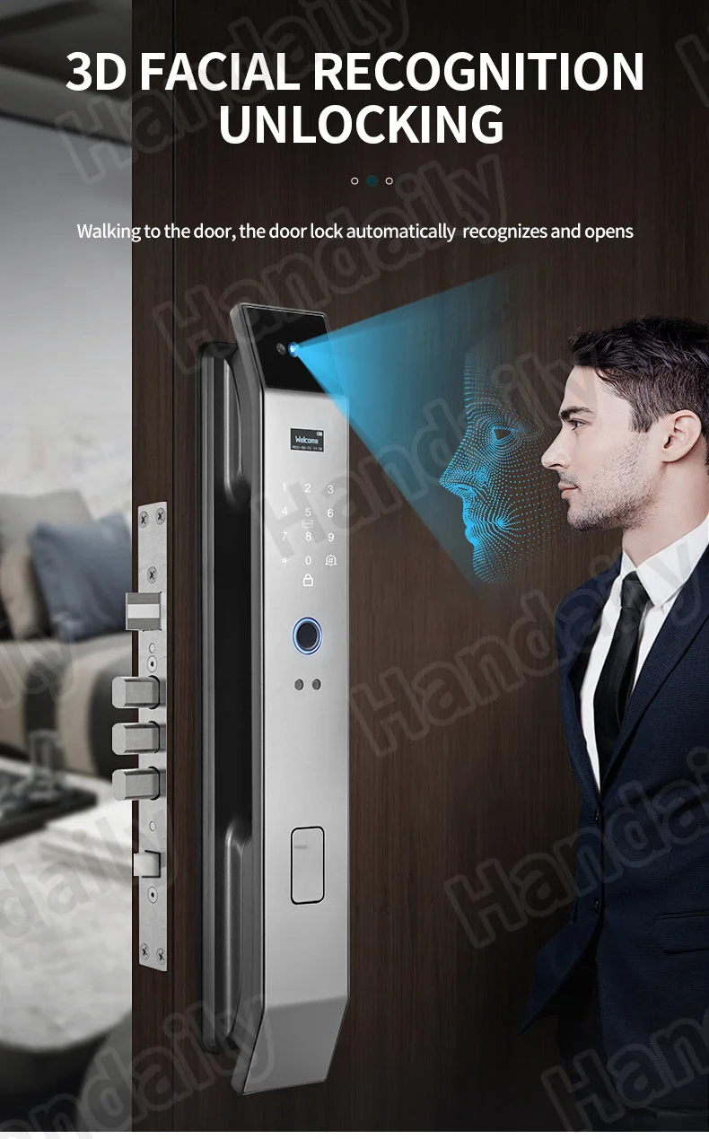 factory security tuya wifi 3d face recognition fingerprint smart lock keyless intercom digital cerradura inteligente door lock xf14s-2