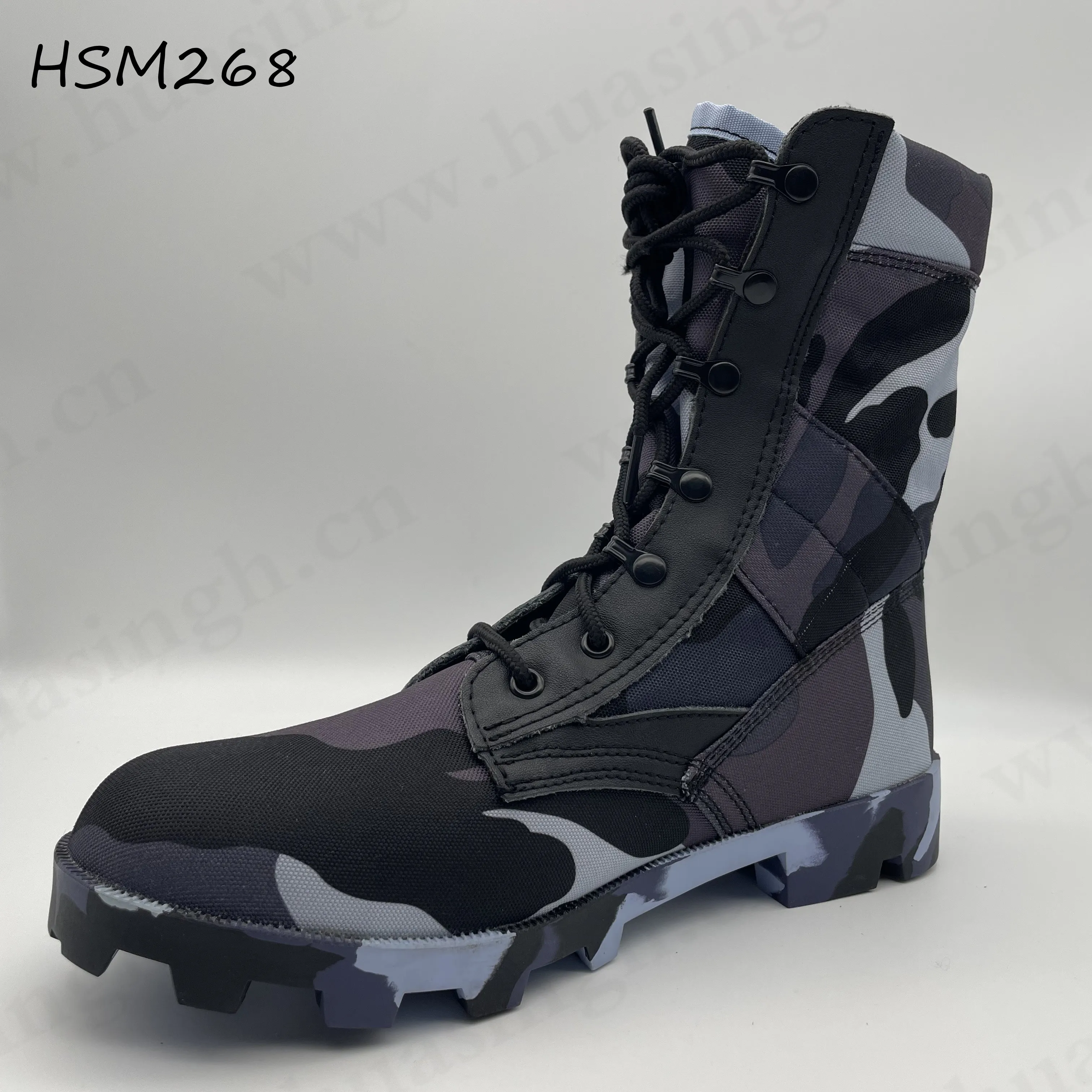 LXG,outdoor Training 8 Inch Shockproof Army Boots Blue Camouflage Nylon Fabric Upper Ripple Outsole Military Boots HSM268