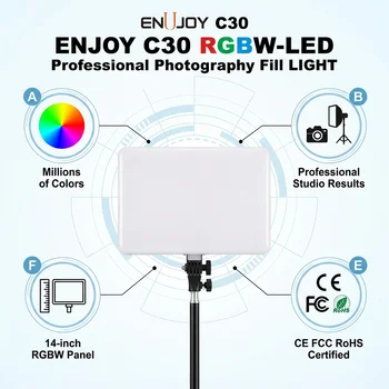 ENUJOY C30 RGB PM-36 14-Inch Portable Flat Panel with Remote Control 2700-7000K Color Temperature AC/DC Power detail image
