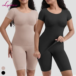 Top and Short 2 Pieces Body Shaper Jumpsuit Under Wear Women Body Suit Shapewear Set
