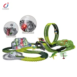 Amazons Best Sell Kids Creative DIY Assemble Spray Volcano Dinosaur Toys Electric Rolling Race Rail Car Slot Toys Track for Kids
