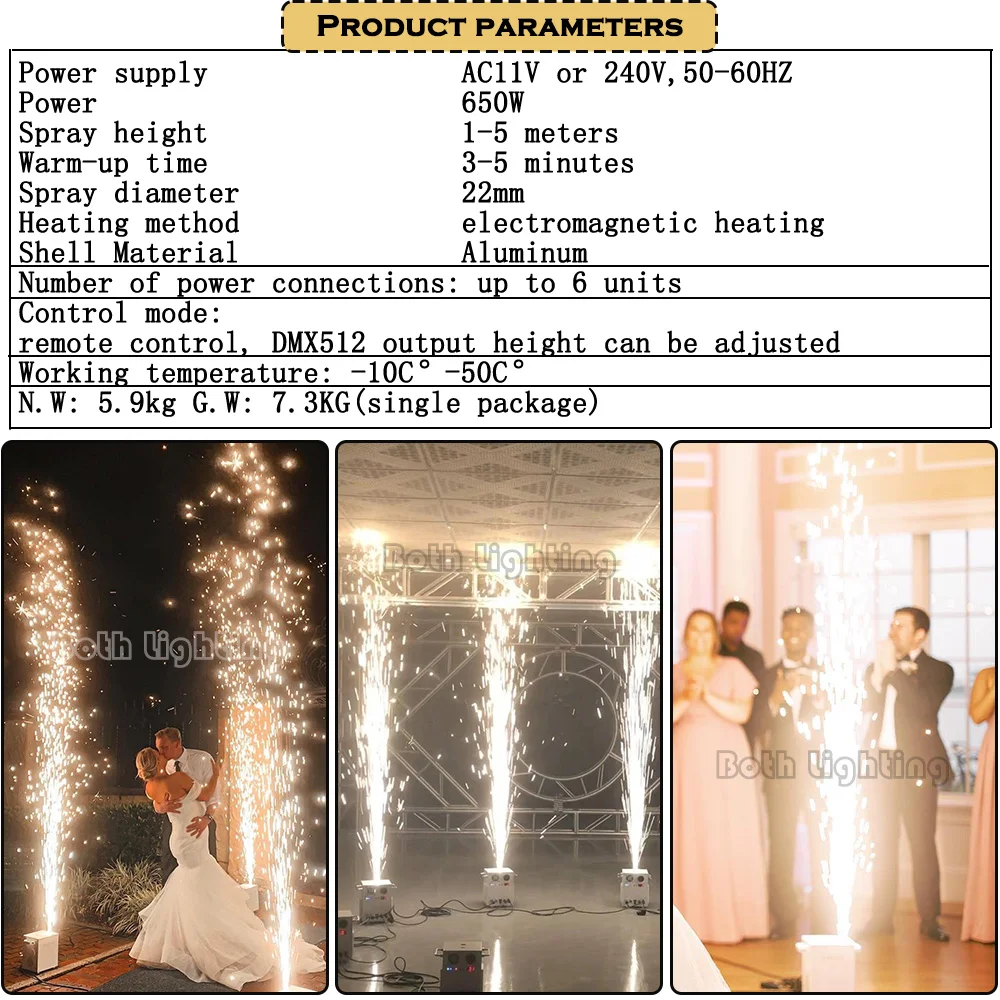 USA Warehouse 2pcs With Flight Case 650W Cold Spark Machine Wedding Dj  Party Stage Sparkler Machine Remote DMX Cold Fountain