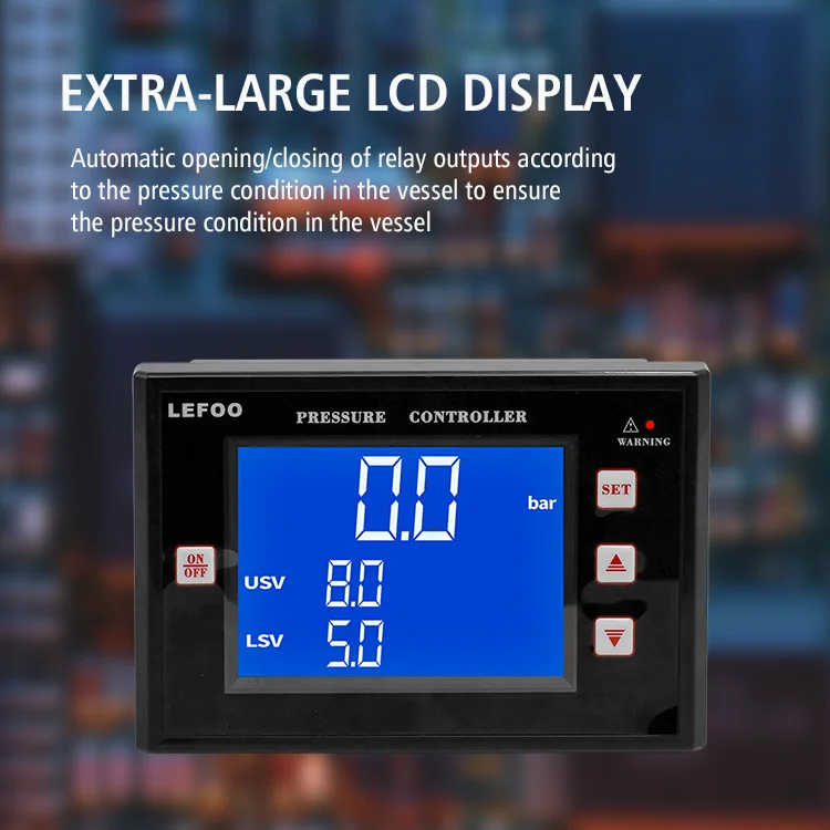 LEFOO Pressure Switch Large LCD Display Adjustable Negative Pressure Control Digital Pressure Switch or Vacuum Pump