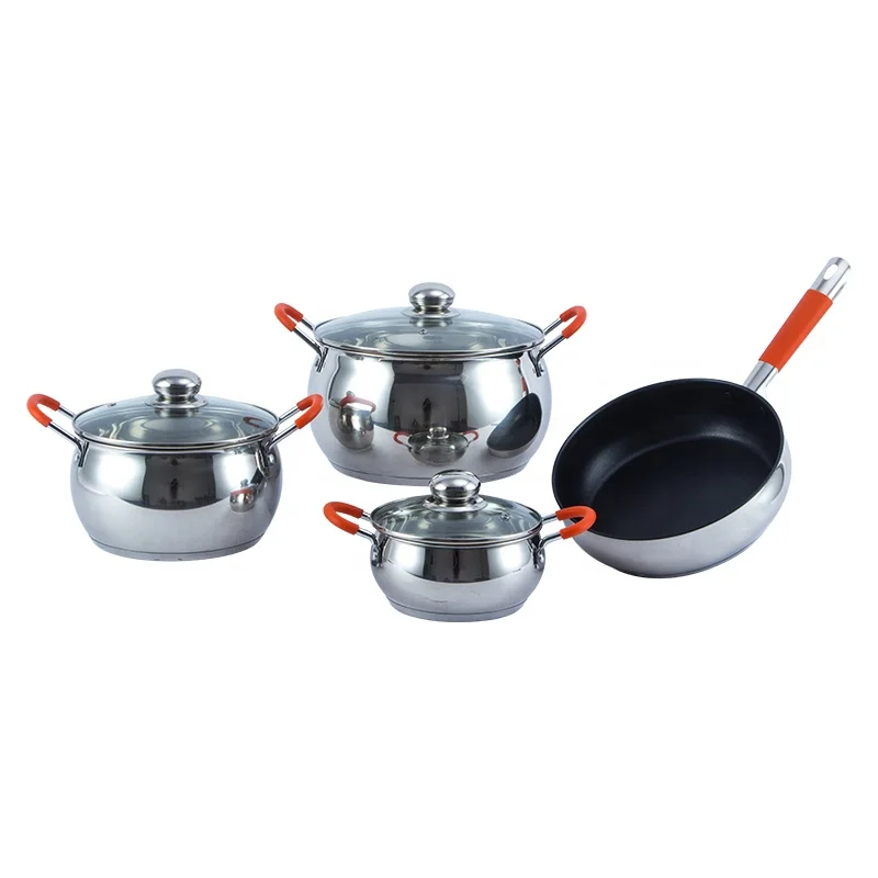 Wholesale Cookware Set Belly Shaped 7 Pieces Stainless Steel Kitchen