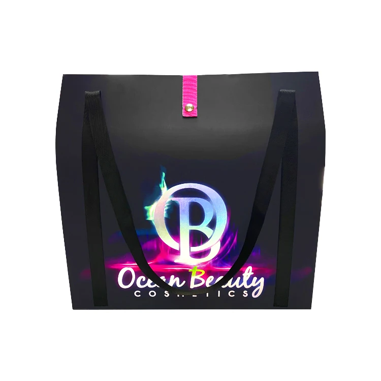 Custom Black Cardboard Wig Hair Handbag Packaging Box Luxury Purse Box for Purses Handbag Dress Clothing Shoes With Satin