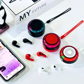 2  in 1 RGB Bluetooth Speaker with Earbuds-Portable Wireless Speaker Headphones 2 in 1 Mini Audio Device