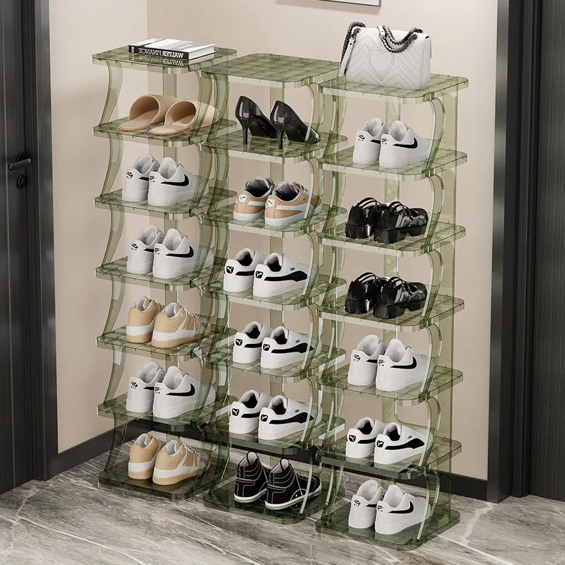 Shoe Rack Living Room Furniture Wooden Transparent Clear Plastic Cabinet  Acrylic Home Organizer Storage Shoes Rack for Shoes