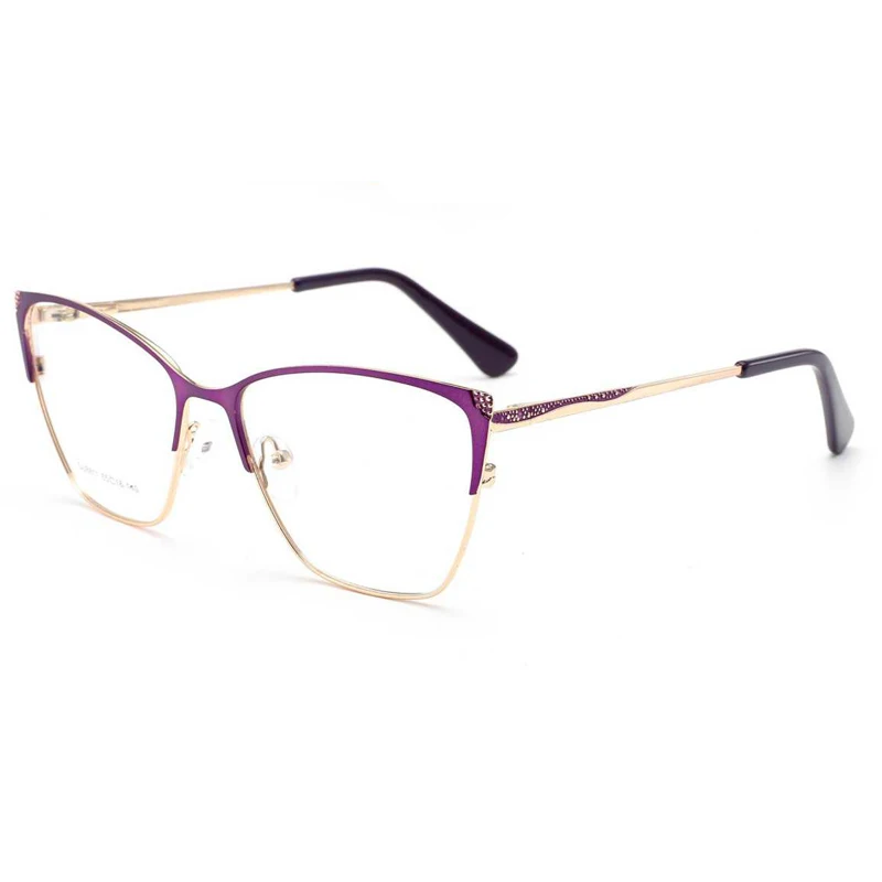 WHEF-GU8811 New Arrival Women Cat Eye Fashion Metal Eyeglasses Frames for All Face Eyewear Spectacles with Spring Tip Temple