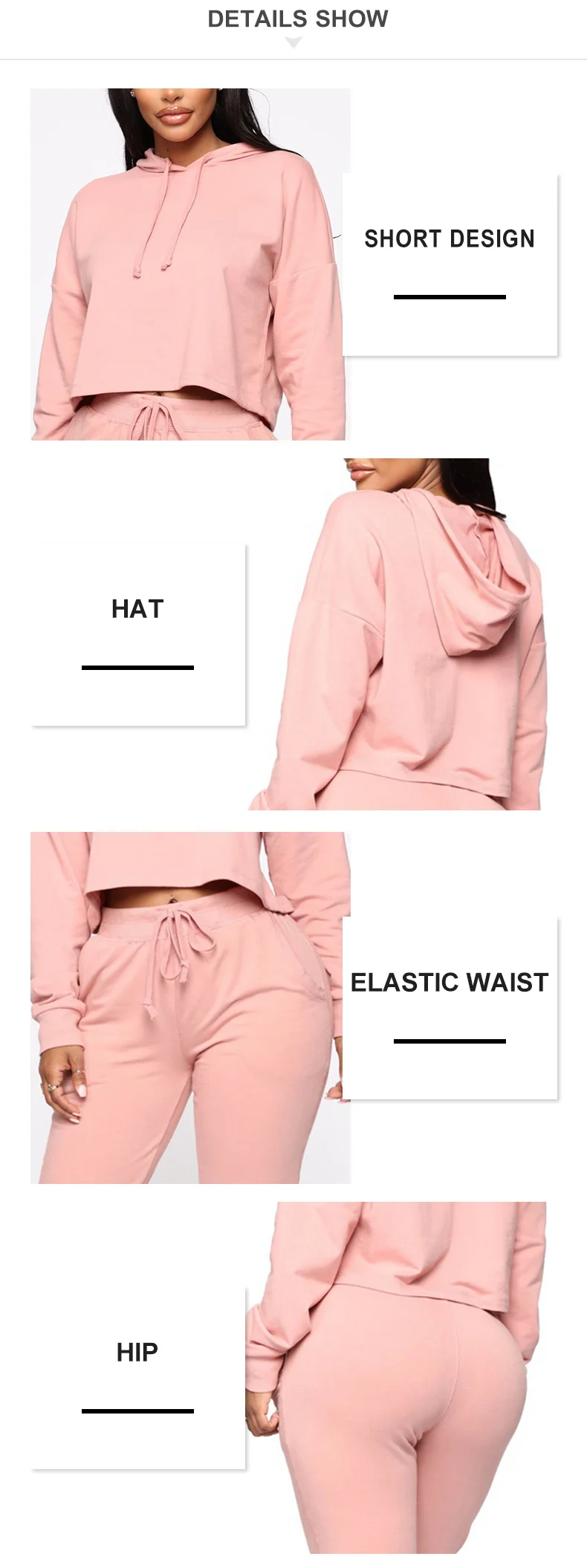 Wholesale Women's Sweatsuit Set Crop Top Sweat Suit Two Piece