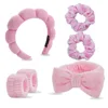 Pink-velvet hair tie 6-piece set-opp bag