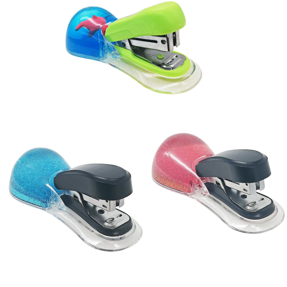 Пользовательский мини-ручной акриловый офисный степлер школьный пластиковый для книг в картонной коробке с водяным масляным поплавком уткой