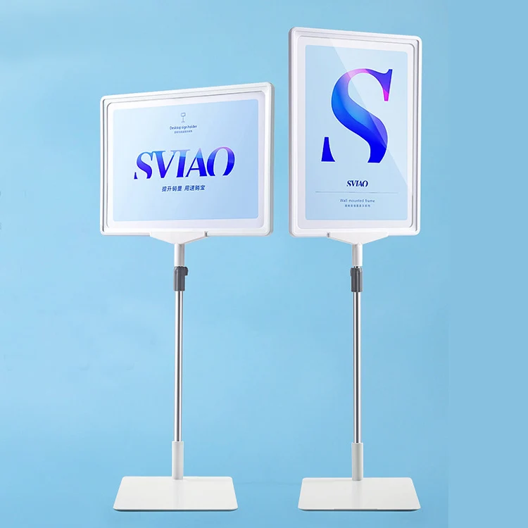 2022 New Arrival PVC A4 Photo Poster Display Racks Supermarket & Clothing Store Adjust Height Stands for Shops