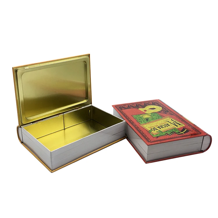 Wholesale Customized Decorative Book Shape Container Metal Tin Can Gift Package Box for Kids