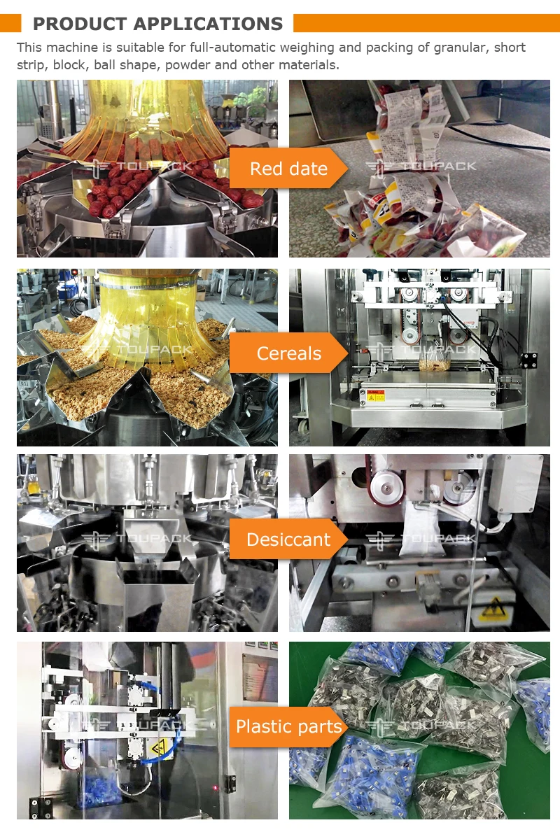 10/14 Hoppers Multihead Weigher Packing Machine with 220V50/60Hz and 1 Year Warranty for Food Packaging