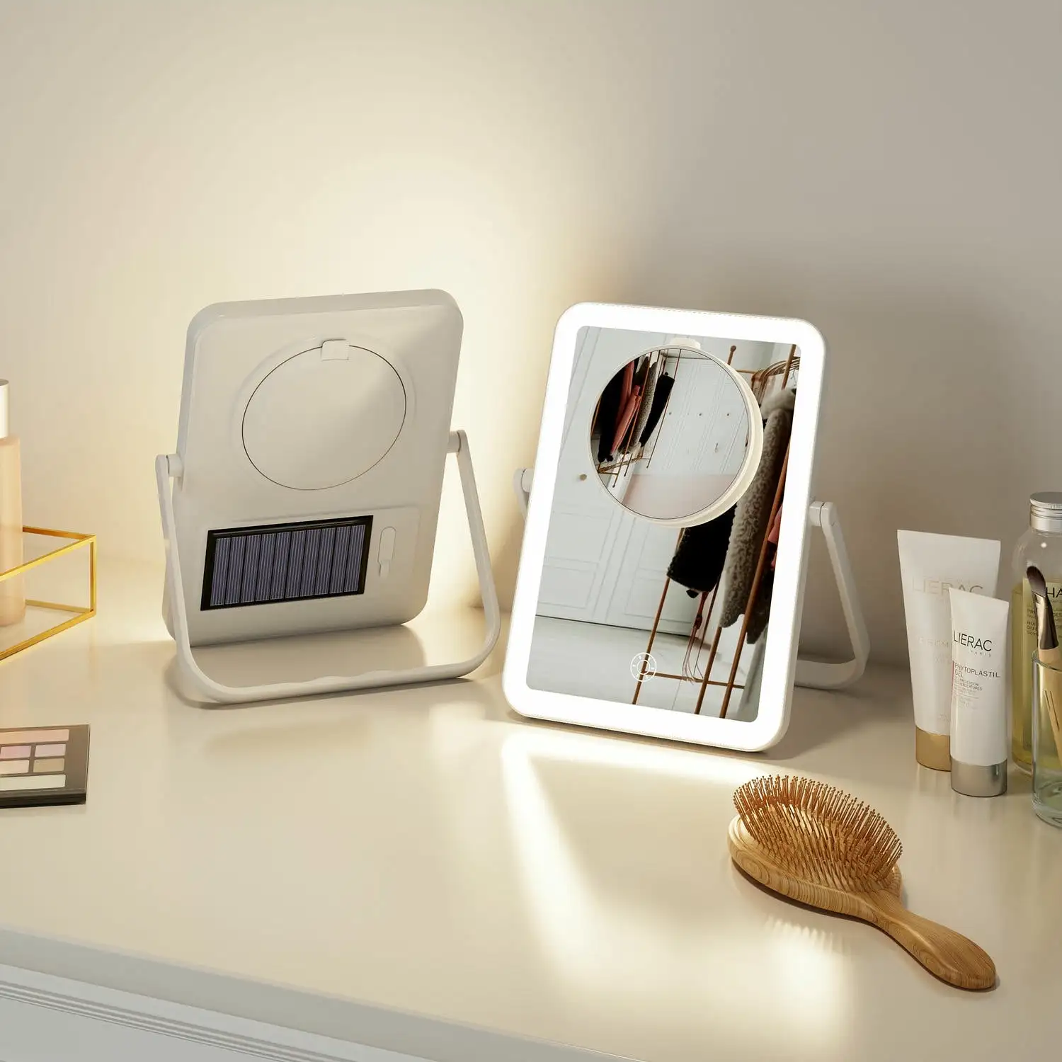 Portable 8X Magnifying Makeup Mirror - Rechargeable LED Light