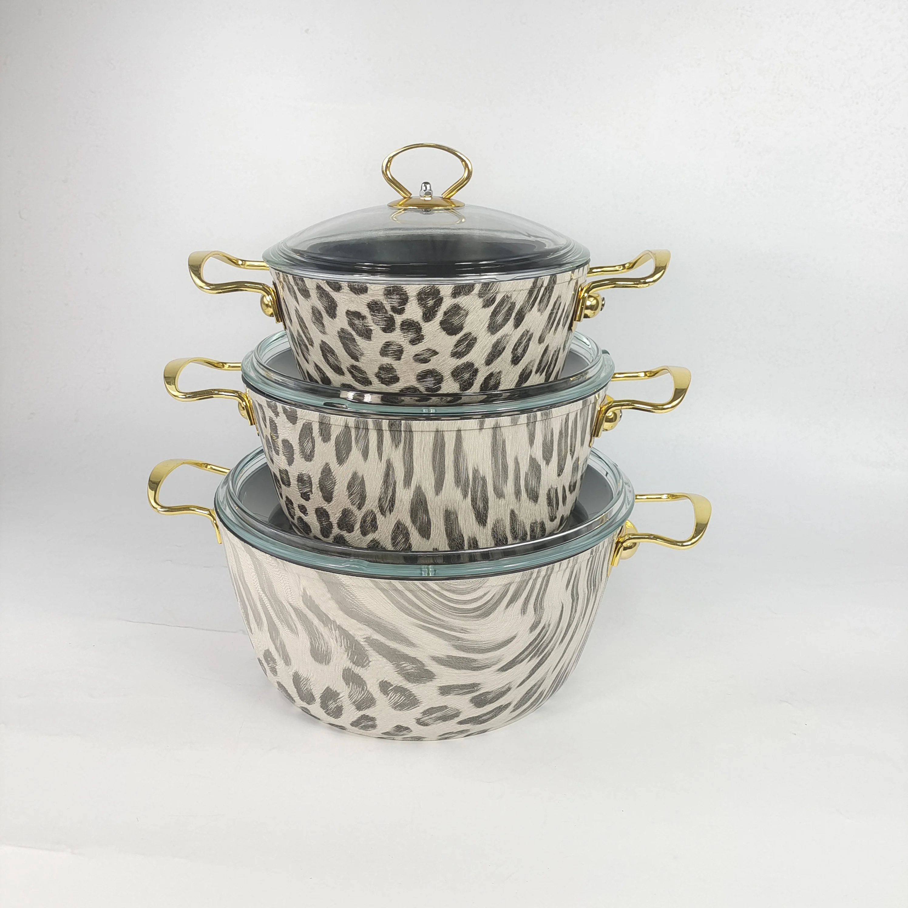 Heavy Duty Forged Aluminum Leopard Print Cooking Pot With Die Cast ...