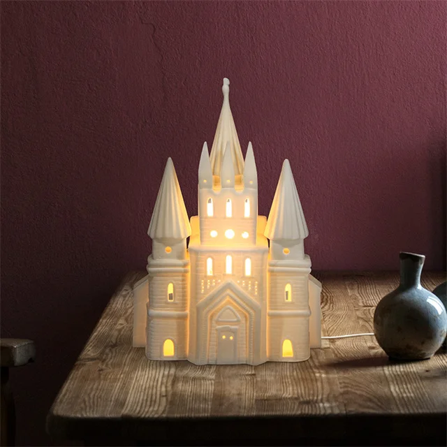 Fashion Luxury White Castle LED Glowing Castle Christmas Gift LED  Lamp