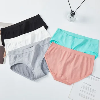 Fat women panties plus size Mid-Rise Seamless Women's Panties Plain Dyed Hipster Comfortable Breathable Women's Underwear