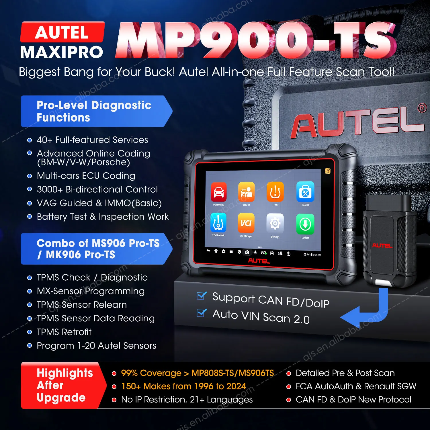 Autel MaxiPRO MP900 TS 車両診断ツール MP808S MP900TS MP808TS TPMS 