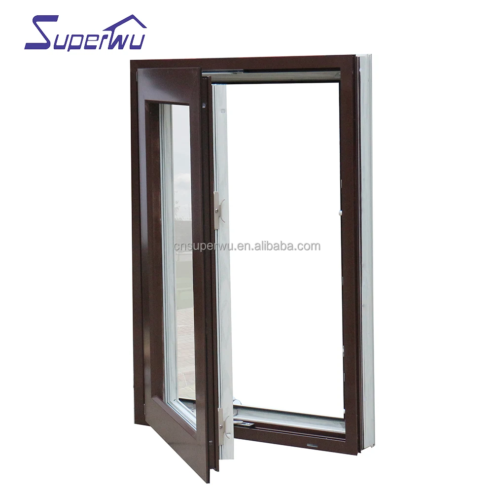 Double silver plated glass windows french style aluminum frame swing window  aluminum casement windows