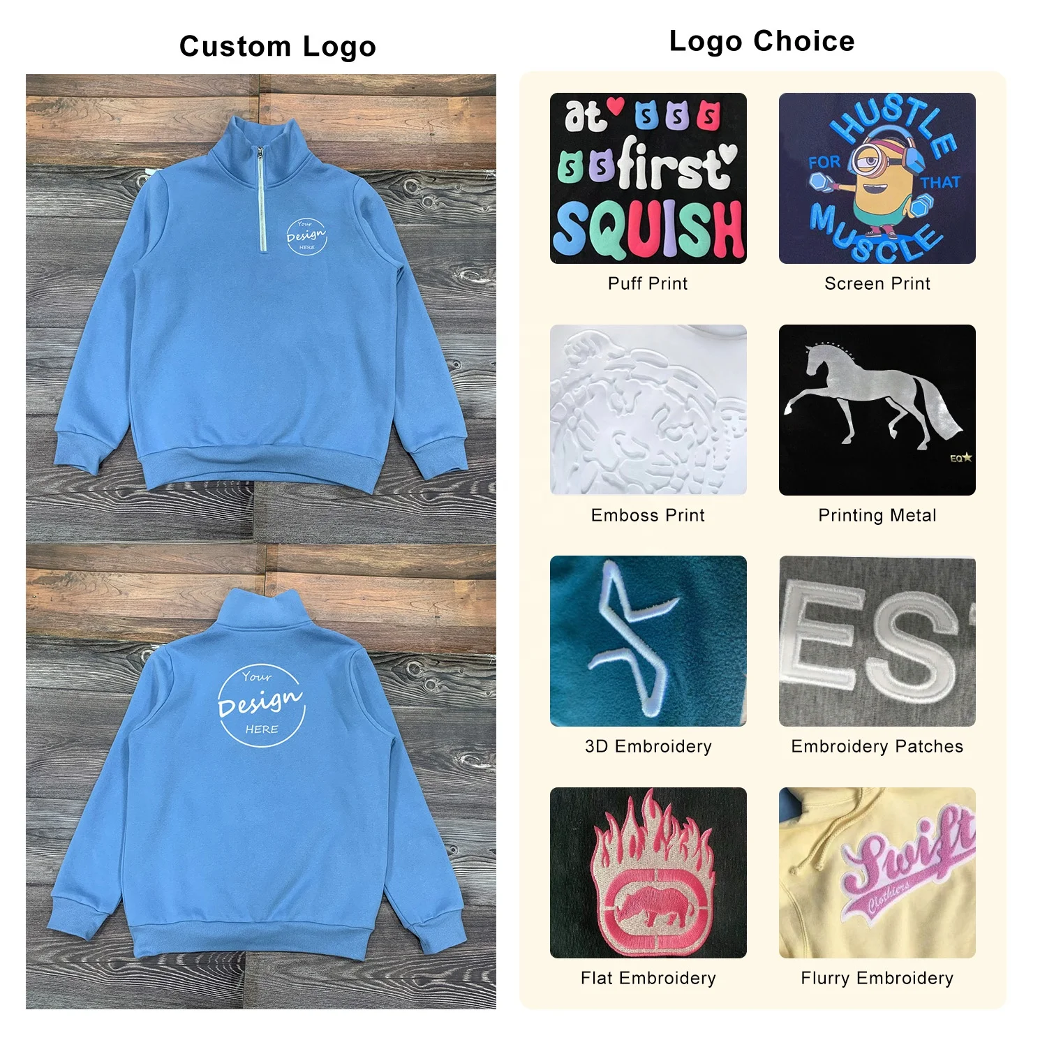 JL1127B Top Quality Blank Oversized Hoodies Rhinestones Mens 1/4 Zip up Hoodies Quarter Zip Pullover Golf Sweatshirts for Men