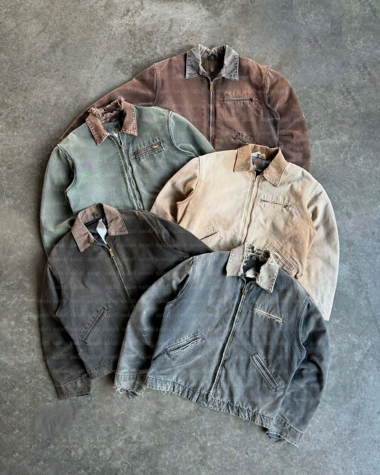Salati Clothing Manufacturer Zip Distressed Blank Acid Wash Cotton Duck Canvas Detroit Cargo Carpenter Workwear Work Men Jackets gallery 2