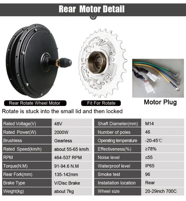 2000w High Power Hub Motor Electric Bicycle Conversion Kit 48v ...