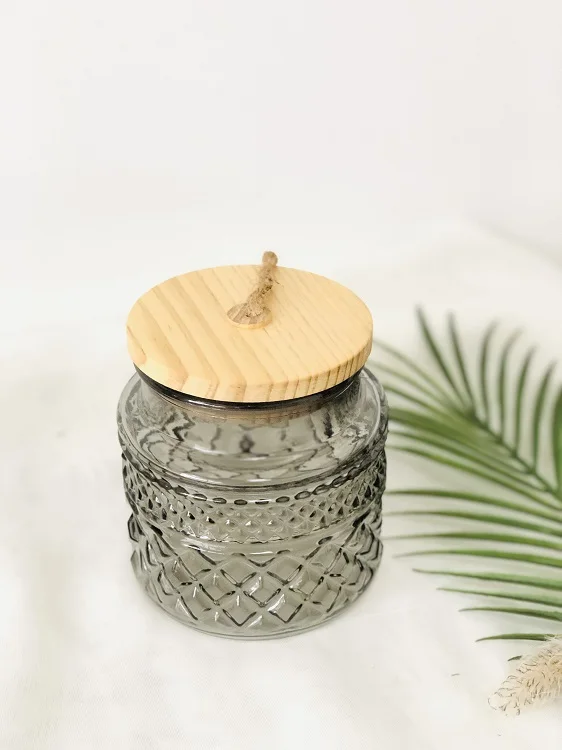 Custom Multi Color square sealed Glass Food Storage Jar with Wooden Lid