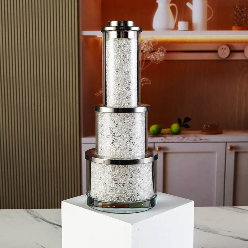 product contains broken diamonds three layer cake shape birthday home art wedding decoration crystal candlestick-9