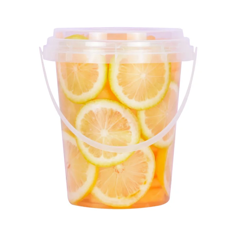 XYA Custom logo printed disposable 32oz drink fresh takeaway fruit PP plastic cup buckets with handle and lid