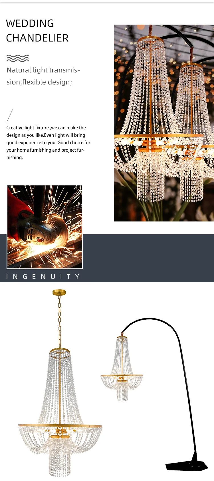 lc0416 luxury event centerpieces road guid chandelier stand for wedding decoration floor lamp -1