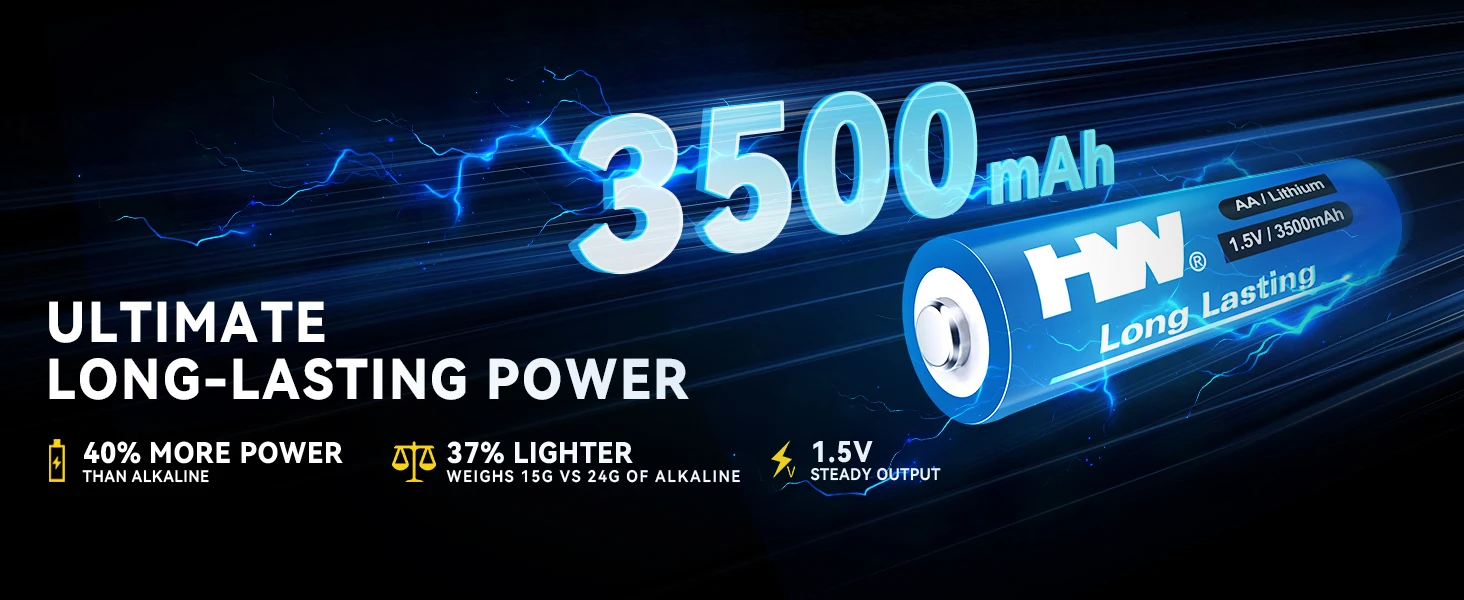 hw 24 pack non rechargeable aa lithium batteries 15v 3500mah-1