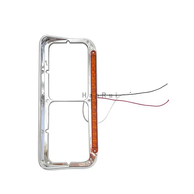 Chrome 12" LED Light Strip 4X6 Lights Headlight Bezels Visor for Kentworth Western Star Truck