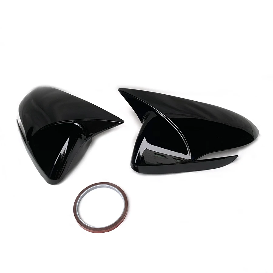 product door side mirror cover for hyundai elantra ad 2016   2020 2017 2018 2019 sticking abs gloss black rearview mirror-4