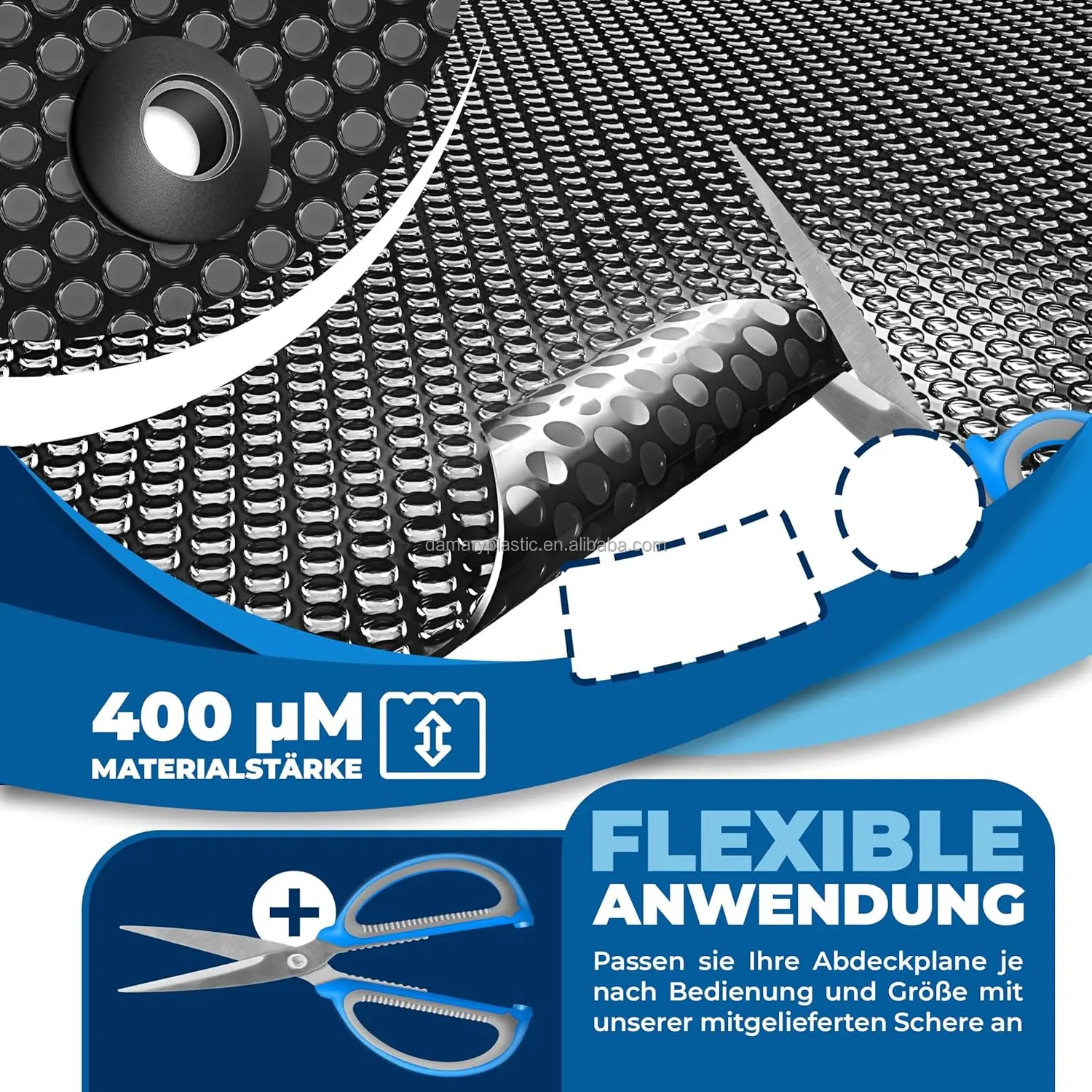 Premium 400um Schwarze Solar Pool Cover Energy Efficient Heatsink Saving Algae Growth Preventing Various Pool Reels manufacture