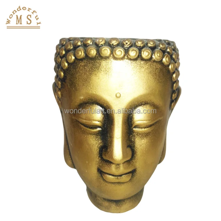 Oem ceramic Golden Buddha human face succulent flower pot&planter dolomite vase souvenir gifts home decor table ornament