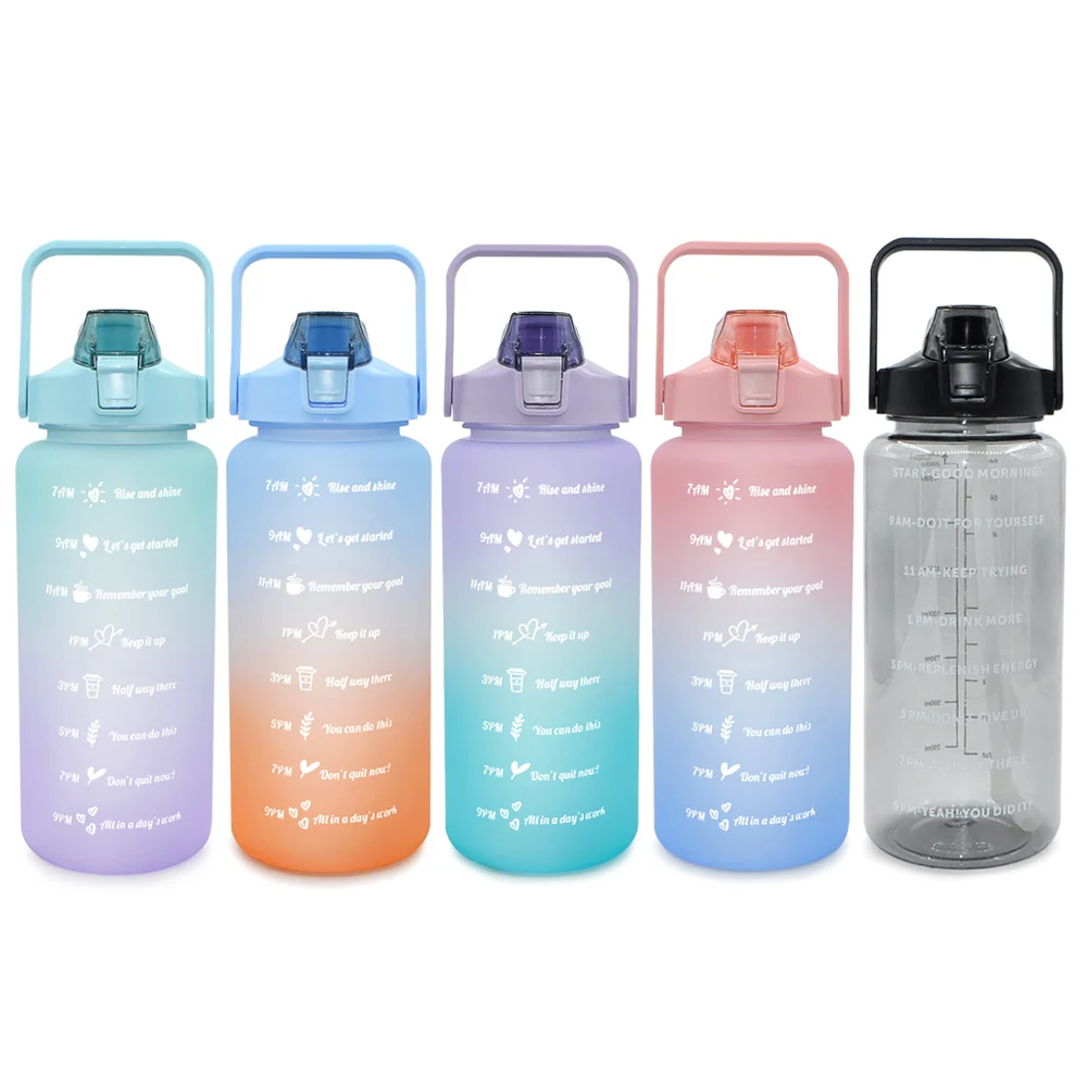 Motivational Water Bottle 2 Liter Workout Sport Gym Plastic Cute Water ...