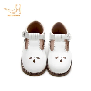 Babyhappy Western Fashion Princess Baby Girl Kids White Leather Mary Jane Shoes Hollow Out Design Children T-bar Dress Shoes