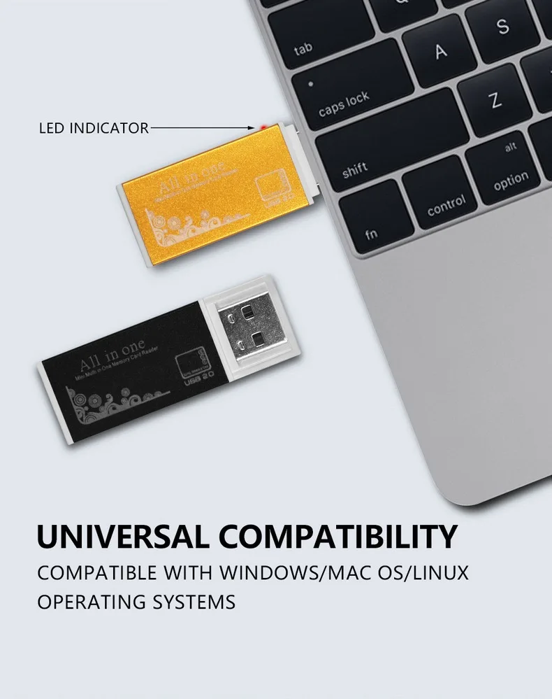 Multi Color Aluminum Case Usb2.0 Multifunctional Card Reader For Sd/ Tf/ms/m2 4 In 1 Otg Card Reader - Buy Card Reader,Usb2.0 Card Reader,Multifunction Card Reader