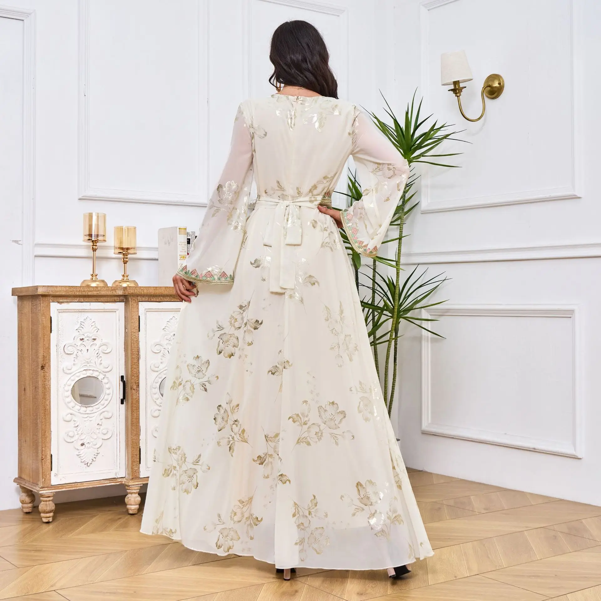 Arabic Popular White Muslin Dress Long Sleeve Maxi Embroidery Women Dresses Oc880 Arabic Popular White Muslin Dress Long Sleeve Maxi Embroidery Women Dresses Oc880
