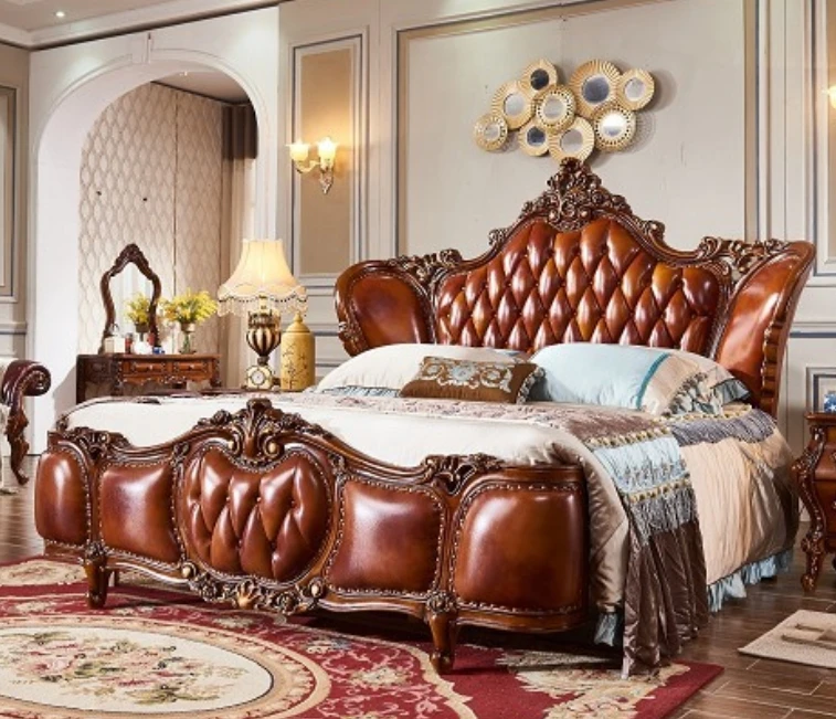 European Classic Queen king Size Wedding Double Bed Furniture Set